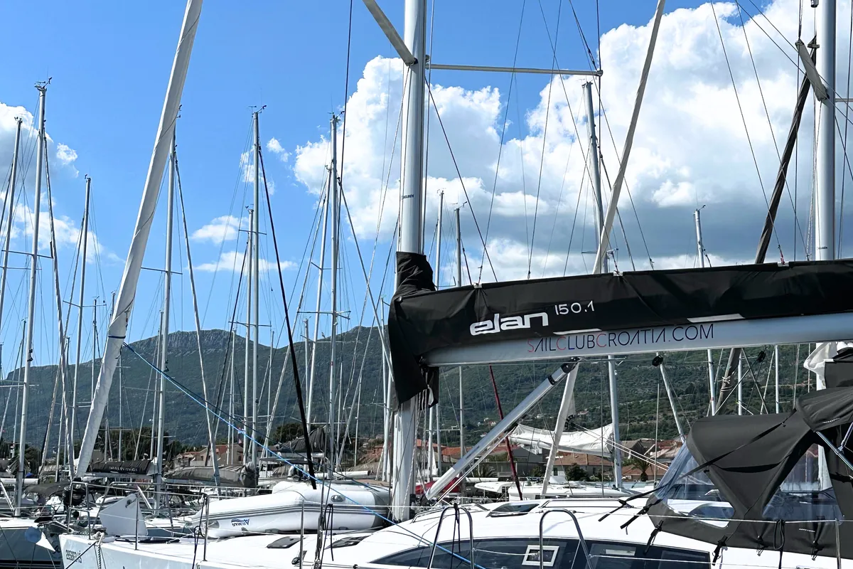 Seaduction, a Elan Impression 50.1 sailboat at Grad Kaštela, Croatia