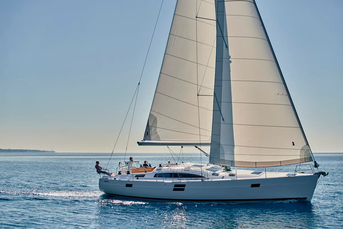 Seaduction, a Elan Impression 50.1 sailboat at Grad Kaštela, Croatia