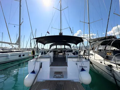 Seaduction, a Elan Impression 50.1 sailboat at Grad Kaštela, Croatia