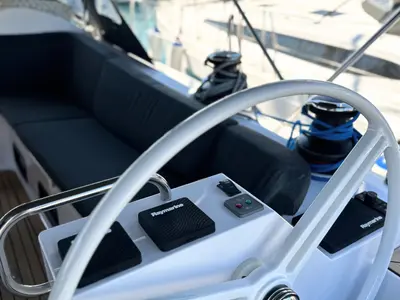 Cockpit of Seaduction, a Elan Impression 50.1 sailboat at Kaštela, Croatia