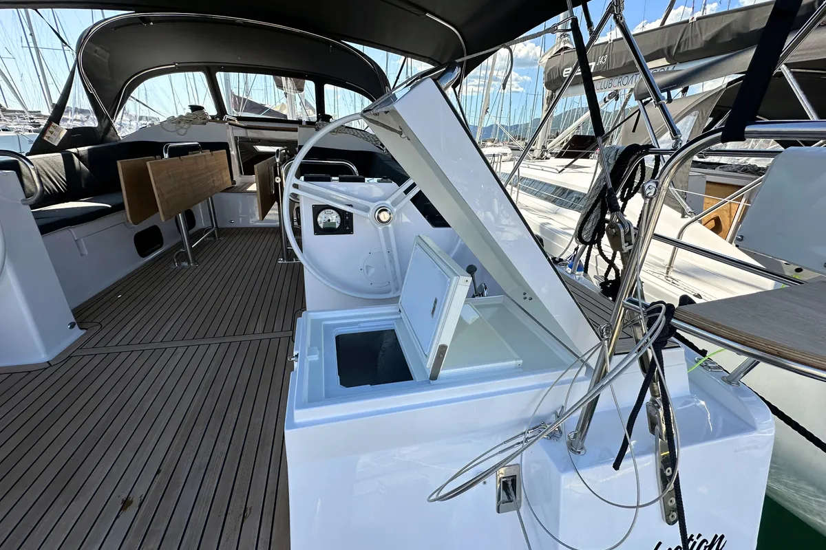Seaduction, a Elan Impression 50.1 sailboat at Grad Kaštela, Croatia