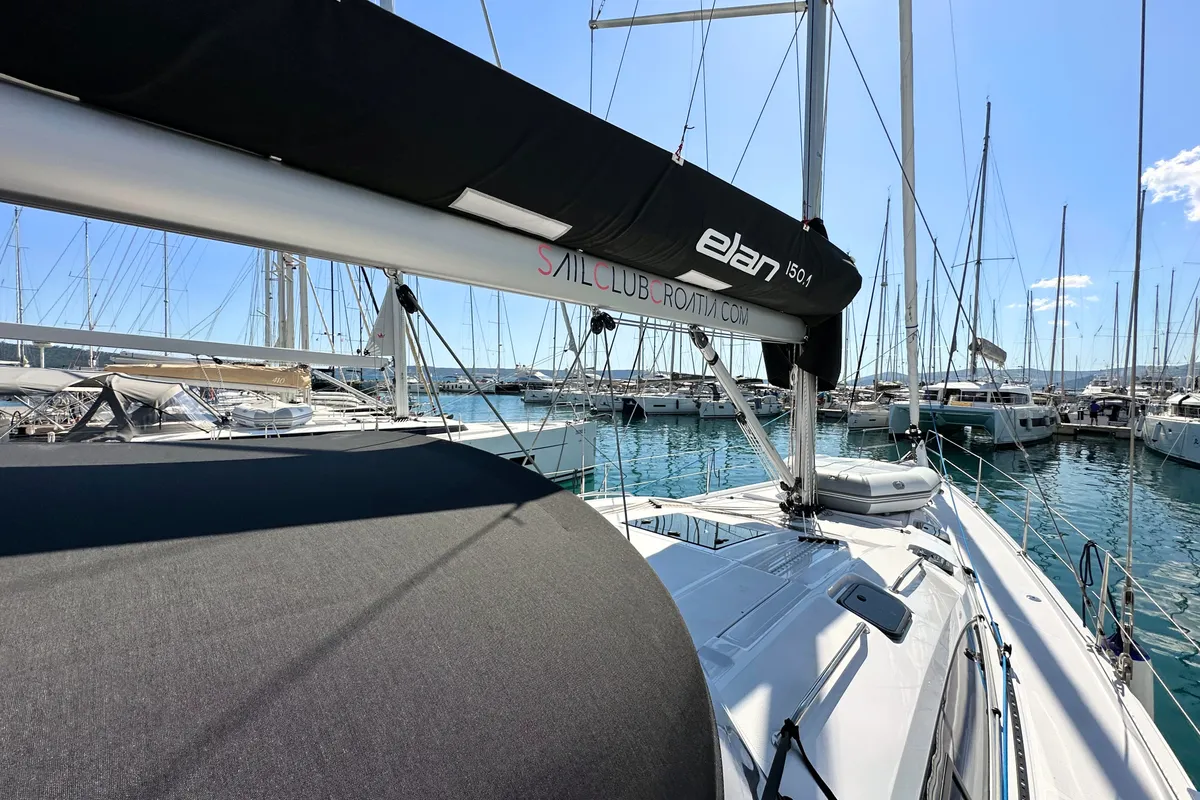 Seaduction, a Elan Impression 50.1 sailboat at Grad Kaštela, Croatia