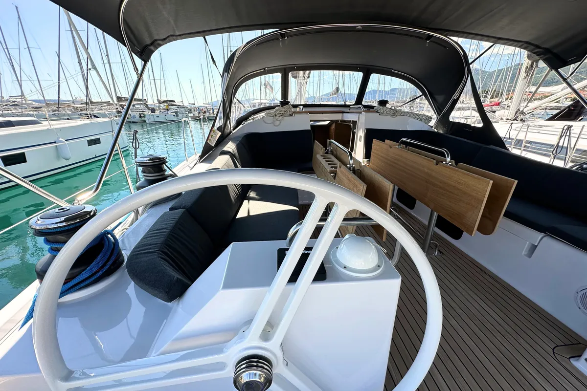 Seaduction, a Elan Impression 50.1 sailboat at Grad Kaštela, Croatia