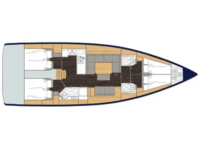 Floor plan of Lego, a Bavaria C45 sailboat at Municipal Unit of Lefkada, Greece