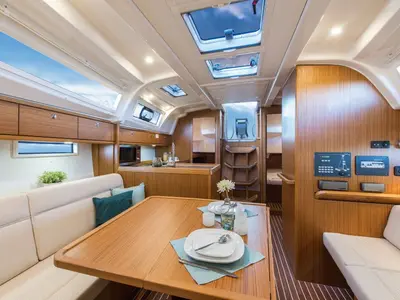 Salon of Snelly, a Bavaria Cruiser 37 sailboat at Punat, Croatia