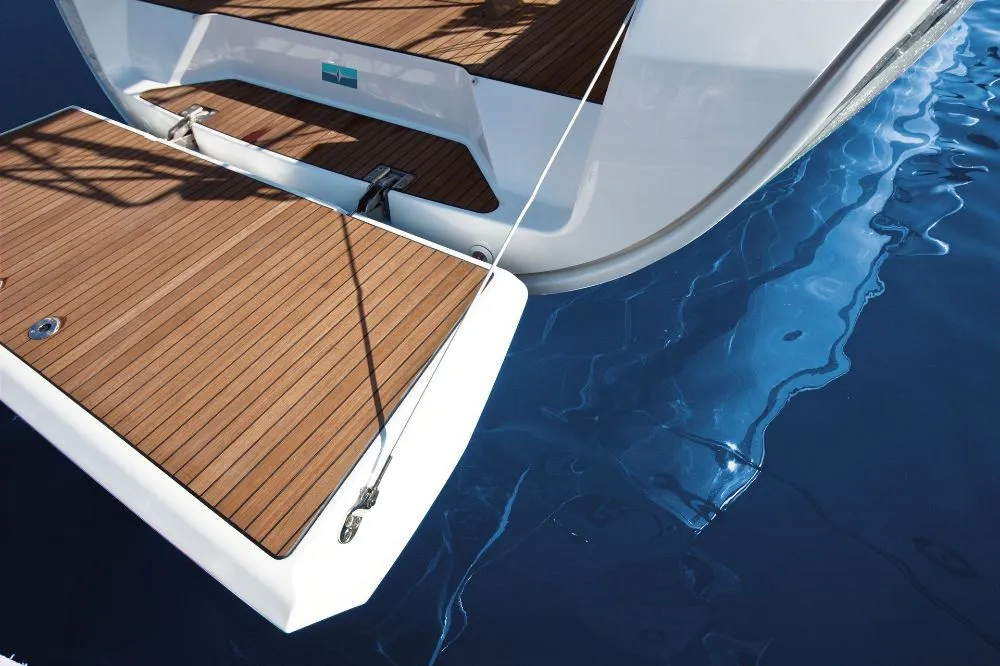Deck of Snelly, a Bavaria Cruiser 37 sailboat at Punat, Croatia