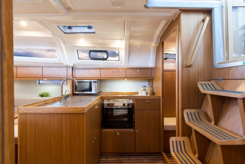 Galley of Snelly, a Bavaria Cruiser 37 sailboat at Punat, Croatia