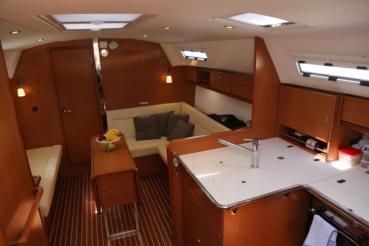 Salon of Doris, a Bavaria Cruiser 36 sailboat at Volos, Greece
