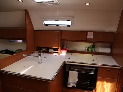 Galley of Doris, a Bavaria Cruiser 36 sailboat at Volos, Greece