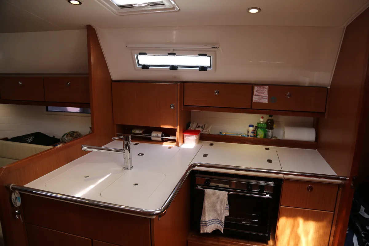 Galley of Doris, a Bavaria Cruiser 36 sailboat at Volos, Greece