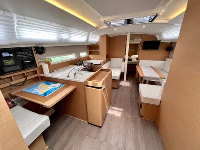 Salon of Thalia, a Jeanneau Sun Odyssey 410 sailboat at Grad Pula, Croatia