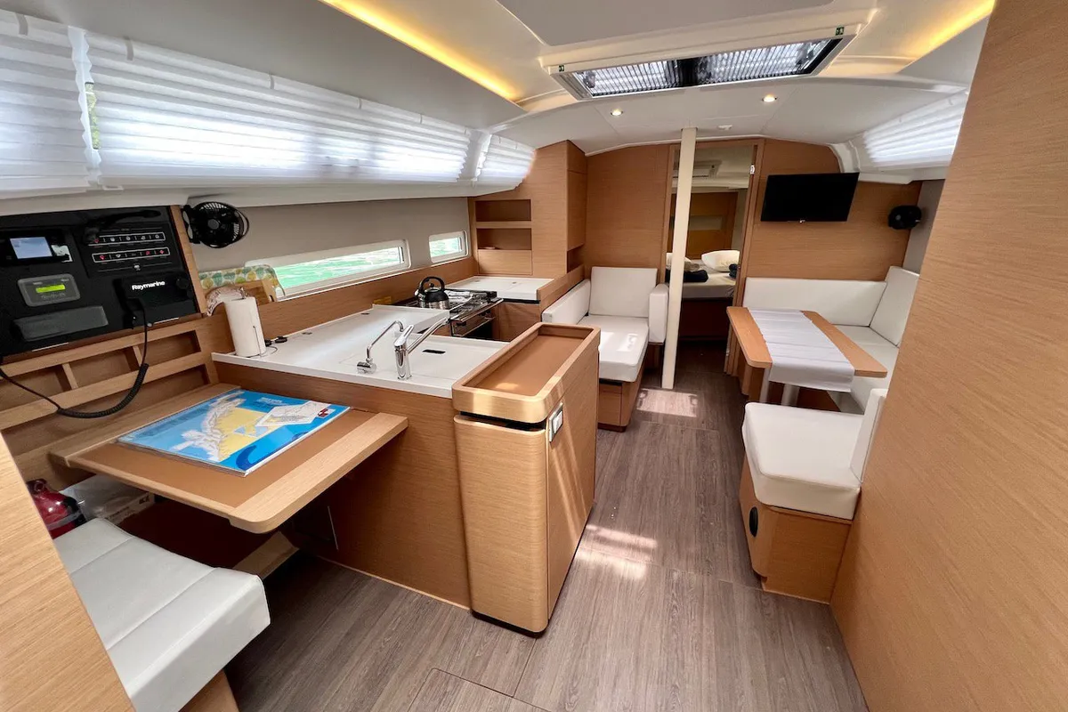 Salon of Thalia, a Jeanneau Sun Odyssey 410 sailboat at Grad Pula, Croatia