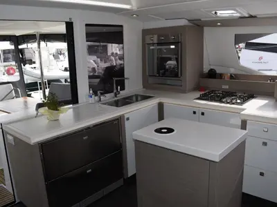 Galley of DESAFINADO, a Fountaine Pajot Saona 47 catamaran at Seget Donji, Croatia