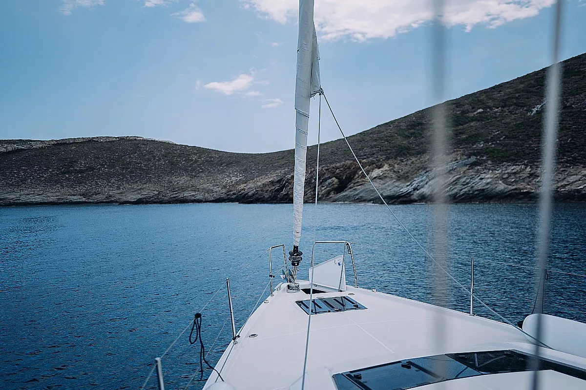 Deck of Orion, a Beneteau Oceanis 51.1 sailboat at Lavreotiki Municipal Unit, Greece
