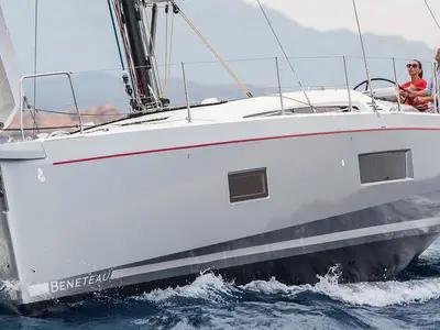 Exterior view of Orion, a Beneteau Oceanis 51.1 sailboat at Lavreotiki Municipal Unit, Greece