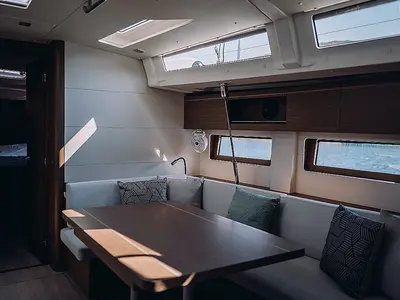 Salon of Orion, a Beneteau Oceanis 51.1 sailboat at Lavreotiki Municipal Unit, Greece