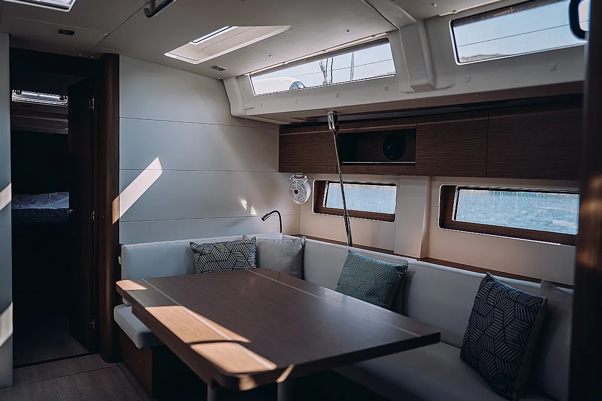 Salon of Orion, a Beneteau Oceanis 51.1 sailboat at Lavreotiki Municipal Unit, Greece