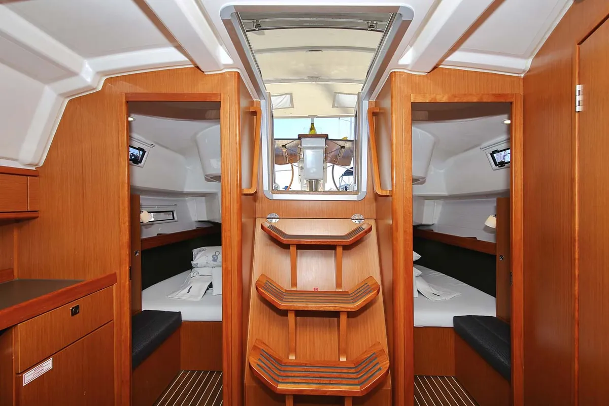 Cabin on Oracle, a Bavaria Cruiser 37 sailboat at Murter, Croatia
