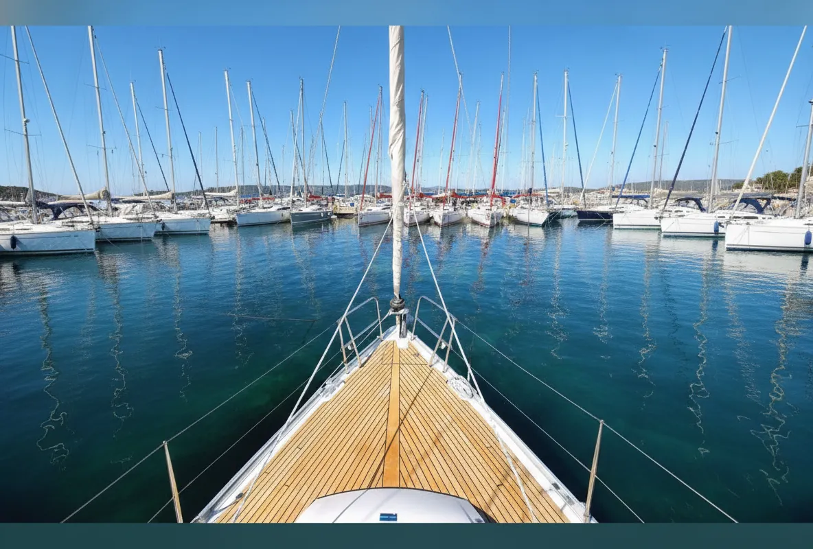 Deck of Oracle, a Bavaria Cruiser 37 sailboat at Murter, Croatia