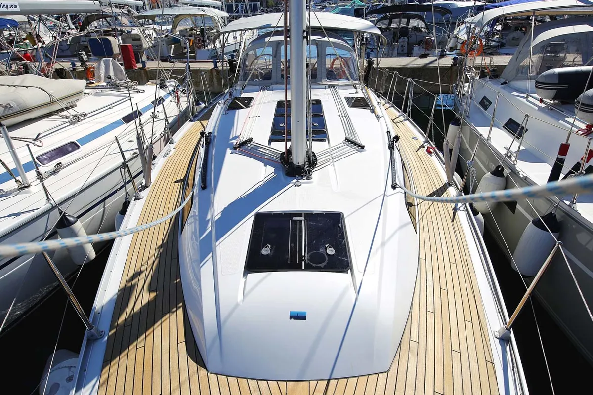Deck of Oracle, a Bavaria Cruiser 37 sailboat at Murter, Croatia