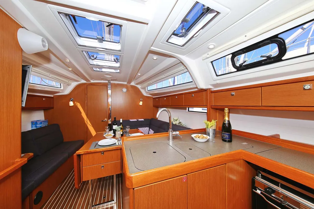 Galley of Oracle, a Bavaria Cruiser 37 sailboat at Murter, Croatia