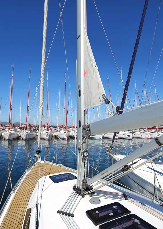 Deck of Oracle, a Bavaria Cruiser 37 sailboat at Murter, Croatia
