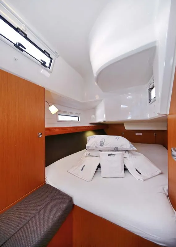 Cabin on Oracle, a Bavaria Cruiser 37 sailboat at Murter, Croatia