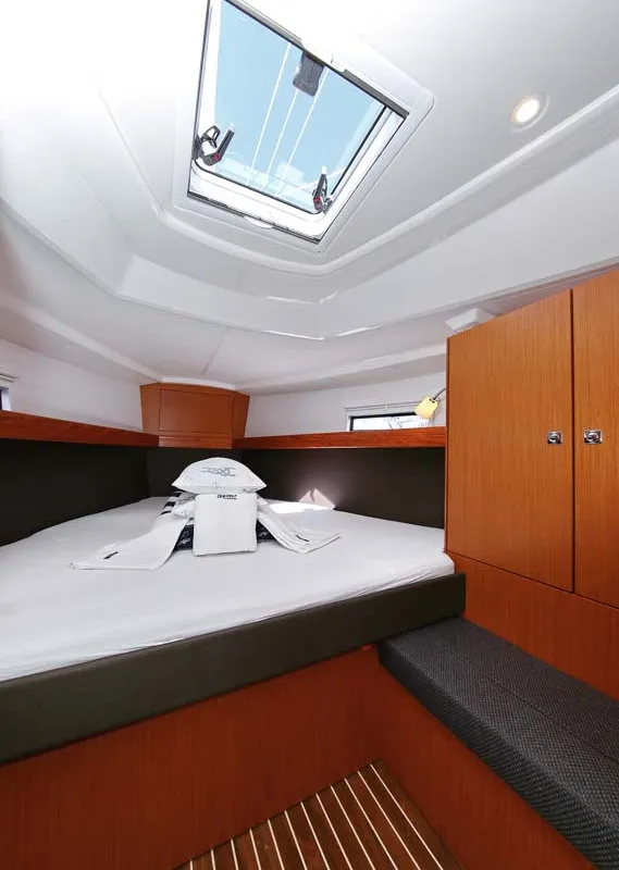 Cabin on Oracle, a Bavaria Cruiser 37 sailboat at Murter, Croatia