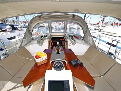 Deck of Oracle, a Bavaria Cruiser 37 sailboat at Murter, Croatia
