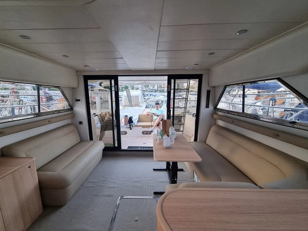 Salon of Margo, a Princess 470 motor yacht at Piraeus, Greece