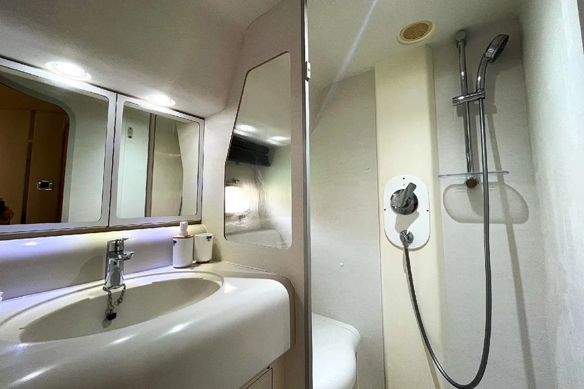 Head on Margo, a Princess 470 motor yacht at Piraeus, Greece