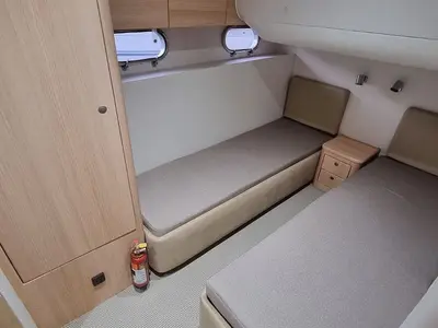Cabin on Margo, a Princess 470 motor yacht at Piraeus, Greece