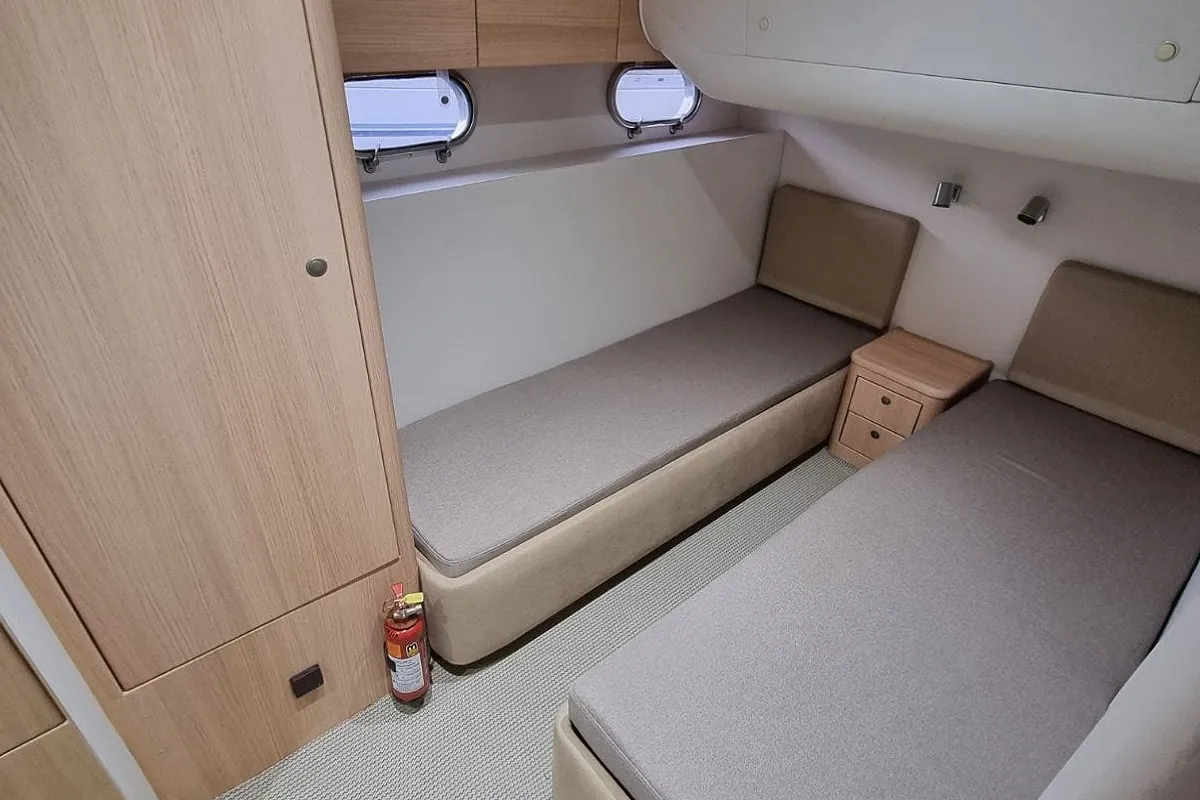 Cabin on Margo, a Princess 470 motor yacht at Piraeus, Greece