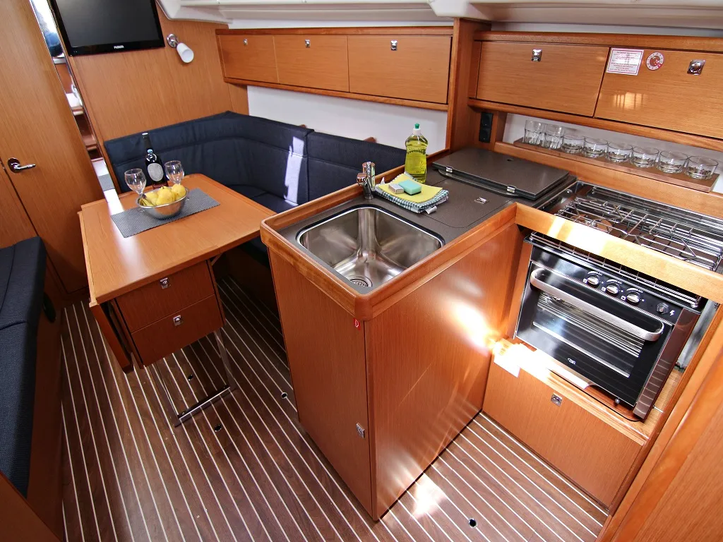 Galley of Lucy, a Bavaria Cruiser 34 sailboat at Sukošan, Croatia