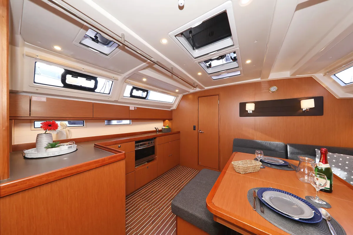Galley of Neo Star V, a Bavaria Cruiser 46 sailboat at Grad Biograd na Moru, Croatia