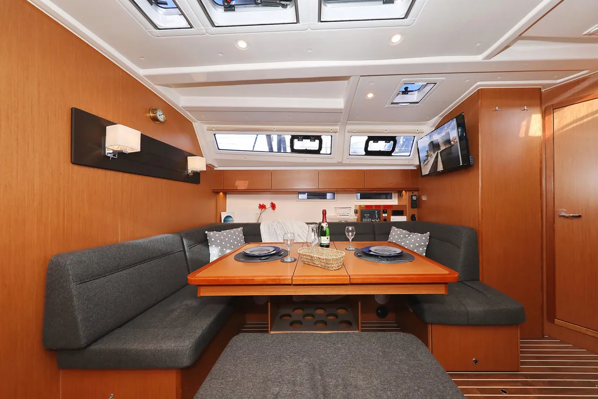 Salon of Neo Star V, a Bavaria Cruiser 46 sailboat at Grad Biograd na Moru, Croatia