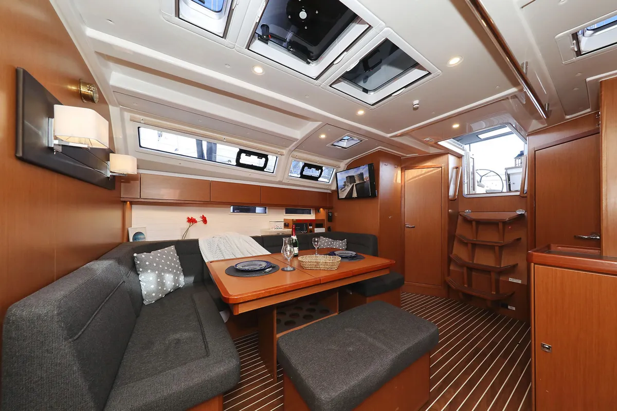 Salon of Neo Star V, a Bavaria Cruiser 46 sailboat at Grad Biograd na Moru, Croatia