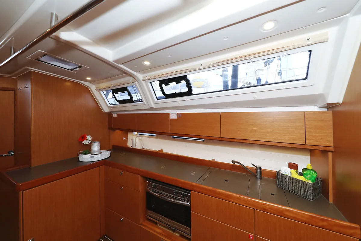 Galley of Neo Star V, a Bavaria Cruiser 46 sailboat at Grad Biograd na Moru, Croatia