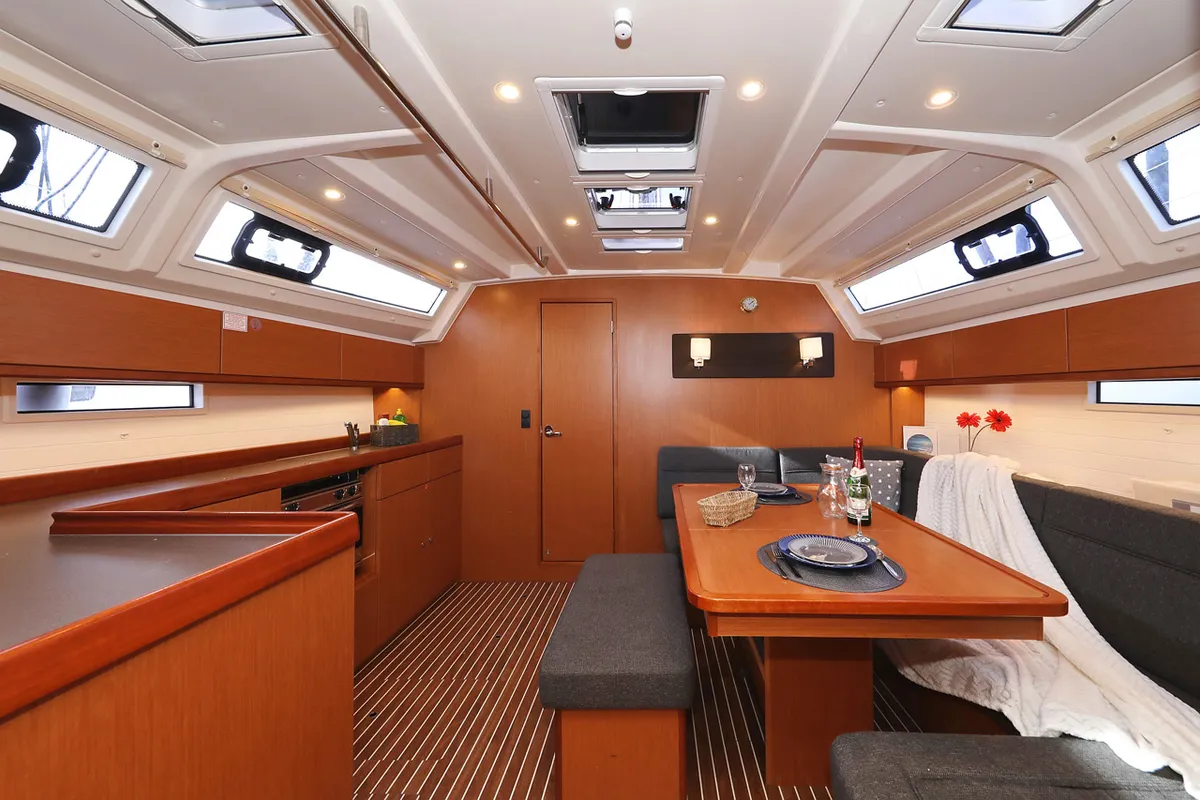 Salon of Neo Star V, a Bavaria Cruiser 46 sailboat at Grad Biograd na Moru, Croatia