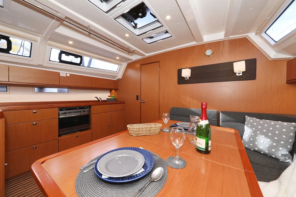 Salon of Neo Star V, a Bavaria Cruiser 46 sailboat at Grad Biograd na Moru, Croatia