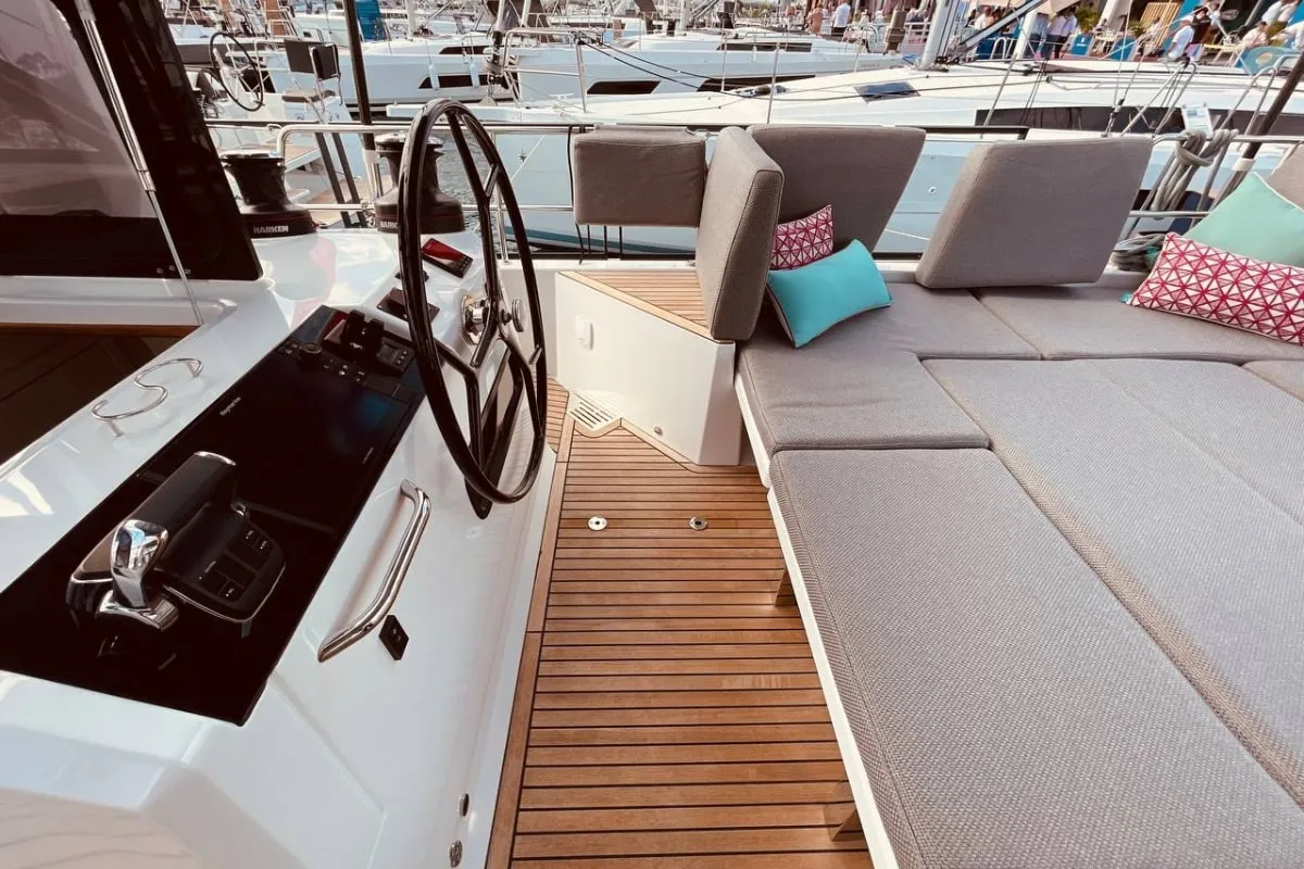 Cockpit of Marina, a Jeanneau 55 sailboat at Salerno, Italy