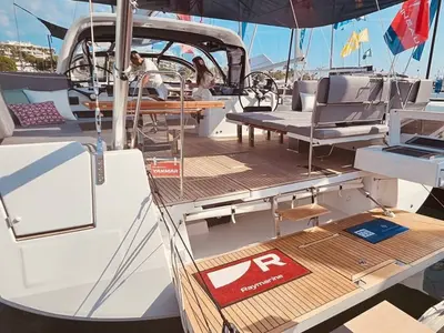 Deck of Marina, a Jeanneau 55 sailboat at Salerno, Italy