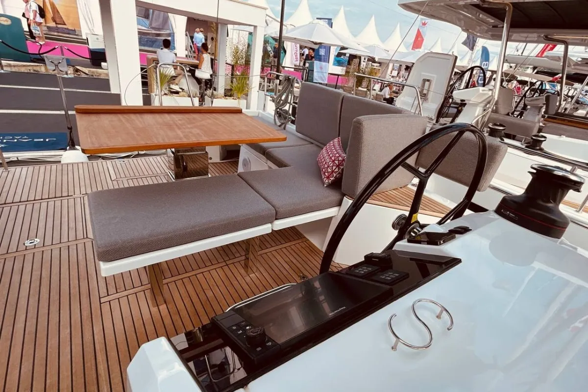 Cockpit of Marina, a Jeanneau 55 sailboat at Salerno, Italy