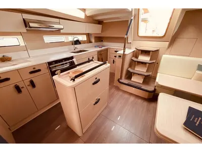 Galley of Marina, a Jeanneau 55 sailboat at Salerno, Italy