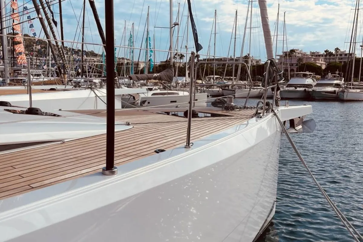Deck of Marina, a Jeanneau 55 sailboat at Salerno, Italy