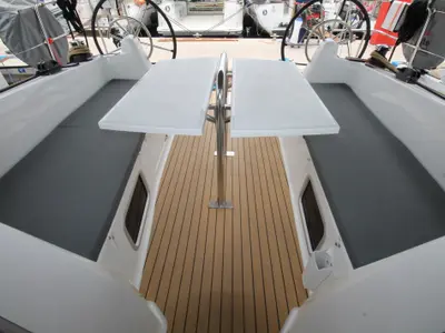 Cockpit of Aurora, a Jeanneau Sun Odyssey 380 sailboat at Grad Biograd na Moru, Croatia