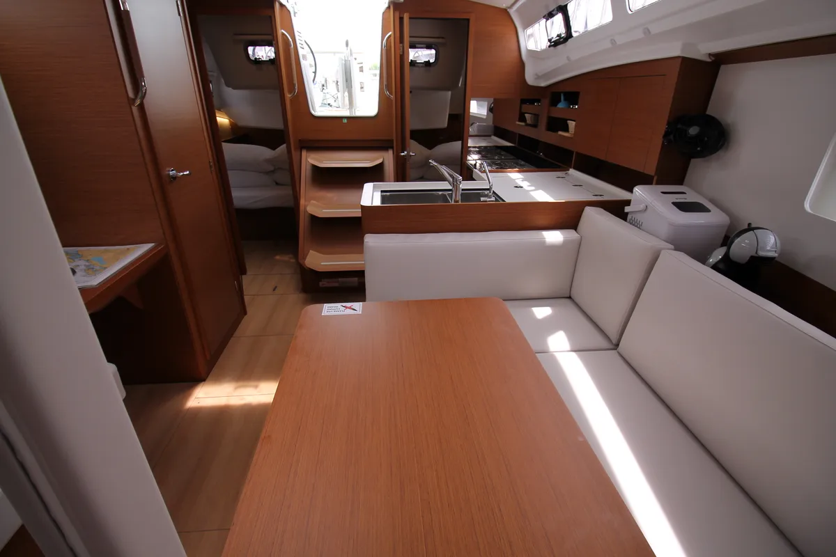 Salon of Aurora, a Jeanneau Sun Odyssey 380 sailboat at Grad Biograd na Moru, Croatia