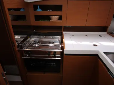 Galley of Aurora, a Jeanneau Sun Odyssey 380 sailboat at Grad Biograd na Moru, Croatia