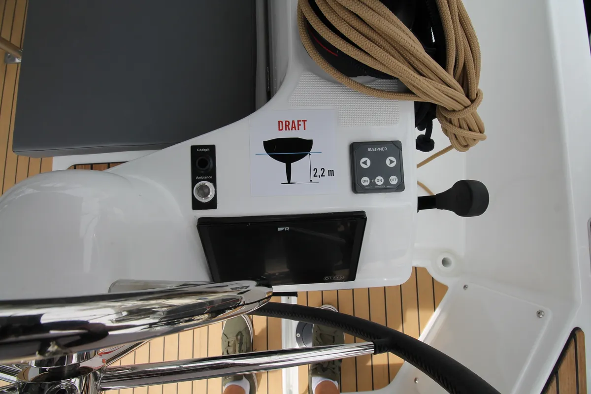 Cockpit of Aurora, a Jeanneau Sun Odyssey 380 sailboat at Grad Biograd na Moru, Croatia
