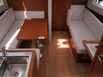 Salon of Aurora, a Jeanneau Sun Odyssey 380 sailboat at Grad Biograd na Moru, Croatia